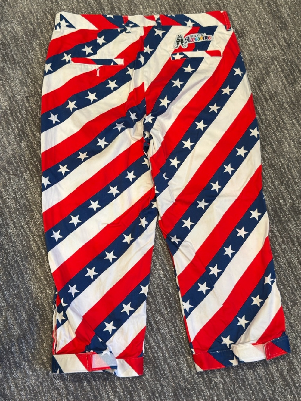 Royal & Awesome Pars & Stripes Patriotic Golf Knickers Flag 4th of July Mens 34